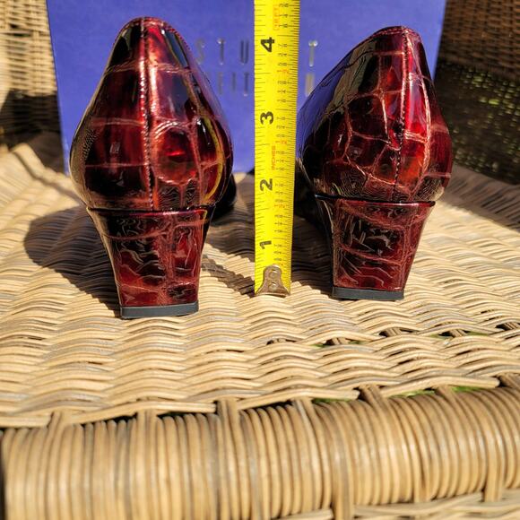 Stuart Weitzman Crocodile Patent Wedges Size 8N - Picture 6 of 11